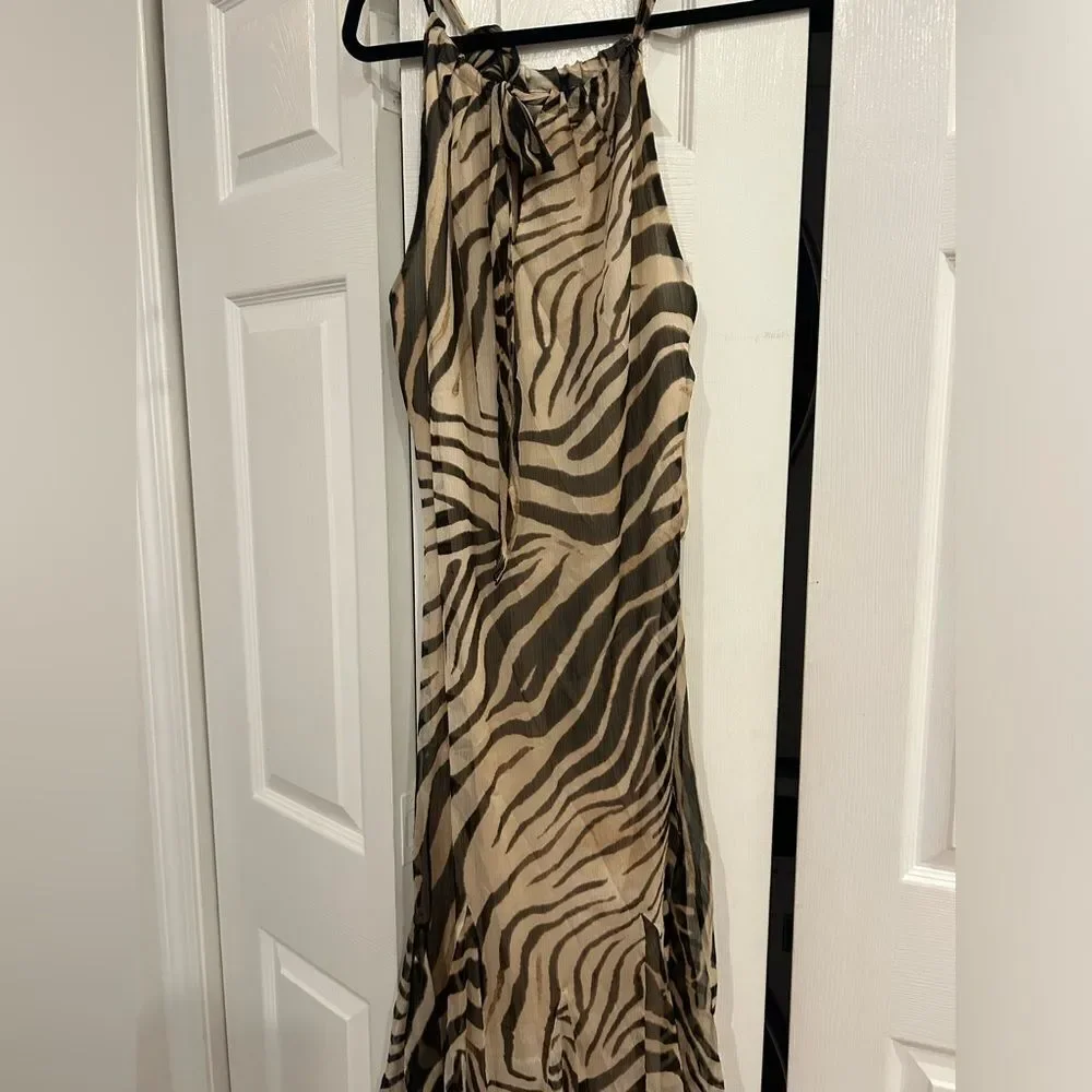 Ralph Lauren Animal Print Halter Dress Sz 12 - Picture 5 of 5
